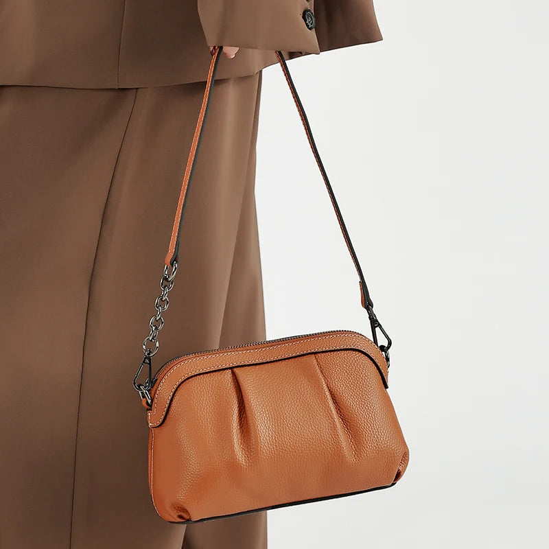 Real 100% couro das mulheres bolsa de ombro macio pequeno crossbody saco com três alças versátil bolsas designer feminino