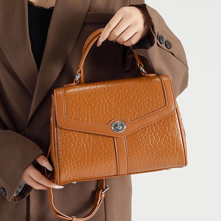 Bolsa de ombro retrô de couro de vaca natural feminina, bolsa crossbody de couro macio, design de moda feminina, bolsa de viagem de luxo