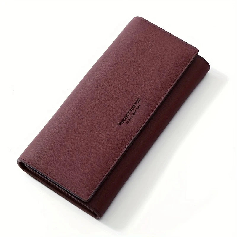 Carteira de Couro Longa para Mulheres, Designer de Embreagem, Bolsas Femininas, Bolsas Femininas, Correia, Grampo de Dinheiro, Porta-Cartão, Novo