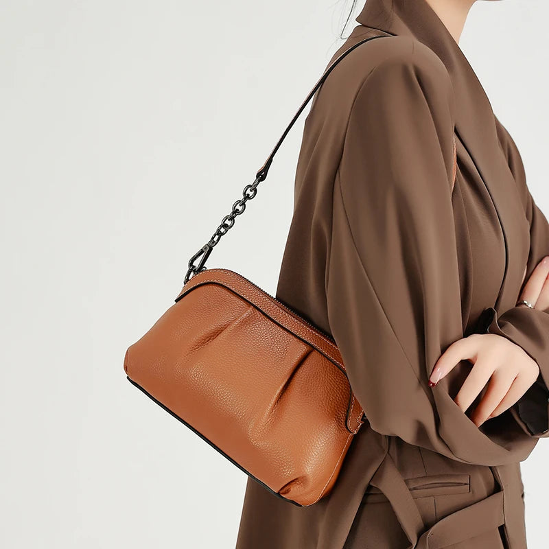 Real 100% couro das mulheres bolsa de ombro macio pequeno crossbody saco com três alças versátil bolsas designer feminino